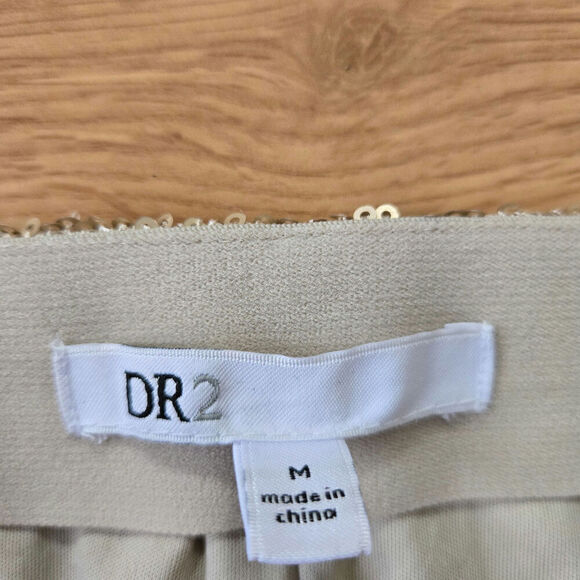 DR2 Women's Champagne Sequin Midi Skirt Medium Glam High Waist Stretch Pencil - Picture 7 of 11